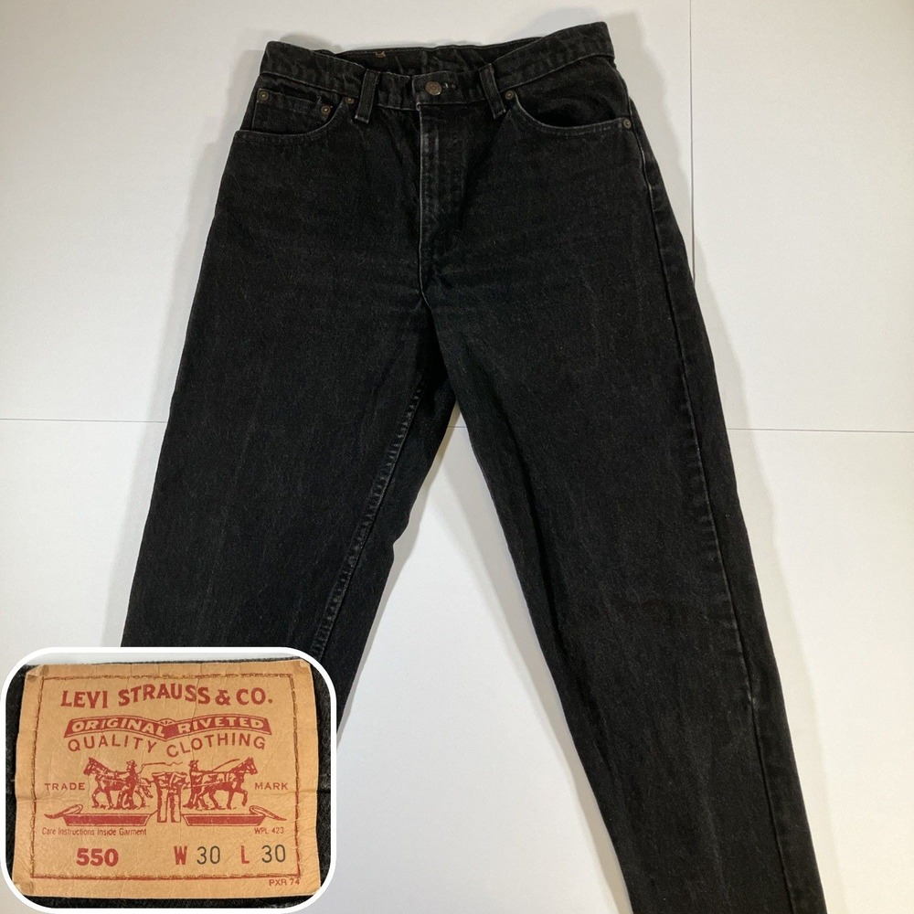 Vintage Levi's 550 Jeans Mens 30x30 Black Faded Relaxed Canada 90s